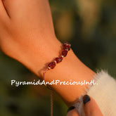 Natural Raw Garnet Copper Plated bracelet, January Birthstone bracelet
